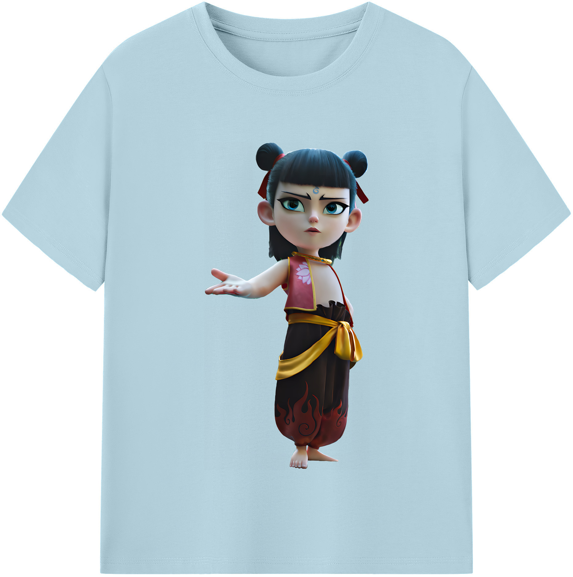 （画像用） Ne Zha 2 ナタ 魔童の大暴れ 綿100％半袖Tシャツ（フロントプリント）